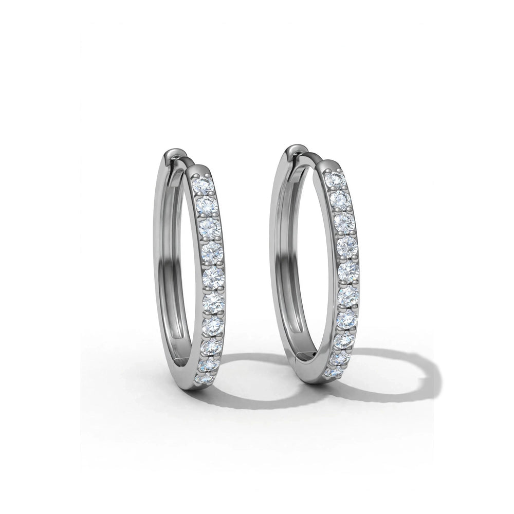 9K White Gold 0.13ctw Lab Diamond Huggie Hoop Earrings (12mm)