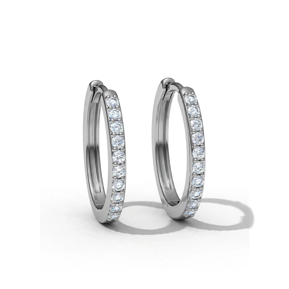 9K White Gold Lab Diamond Huggie Hoop Earrings (15mm)