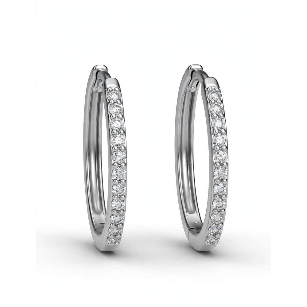 9K White Gold 0.17ct Lab Diamond Huggie Hoop Earrings (16mm)