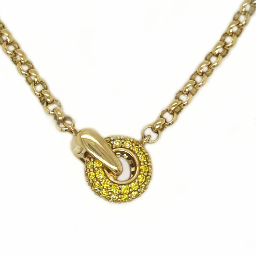 14K Yellow Gold Yellow Lab Diamond Circle Pendant Necklace
