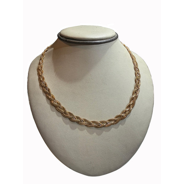 9K Yellow Gold Multi-Strand Braided Plait Chain Necklace