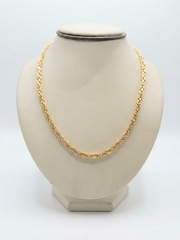 9K Yellow Gold Handcrafted Byzantine Chain Necklace