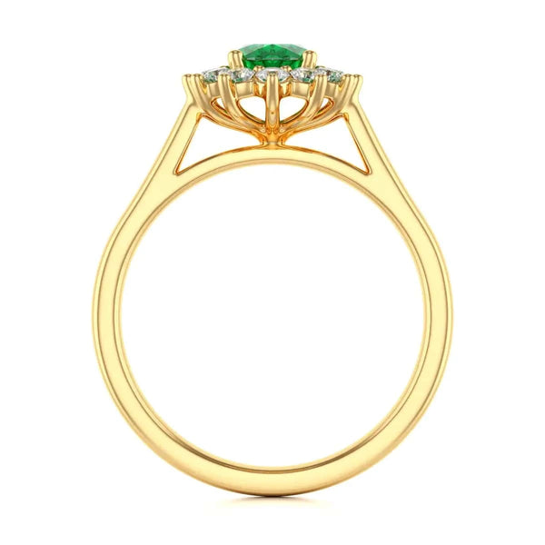 18ct rose Gold Halo Emerald Engagement Ring