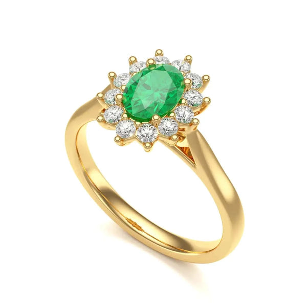 18ct rose Gold Halo Emerald Engagement Ring