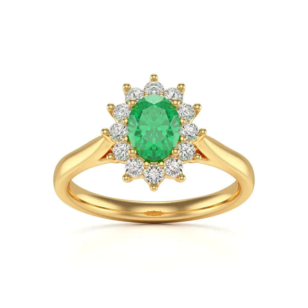 18ct rose Gold Halo Emerald Engagement Ring