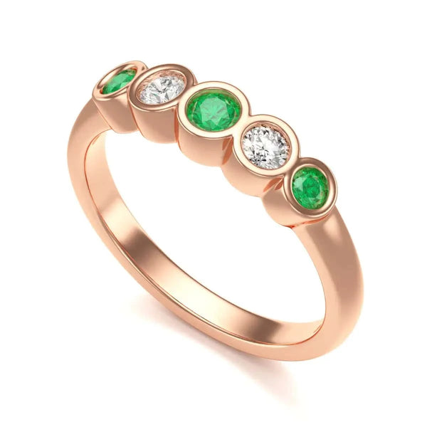 Rose Gold Diamond Emerald Engagement Ring