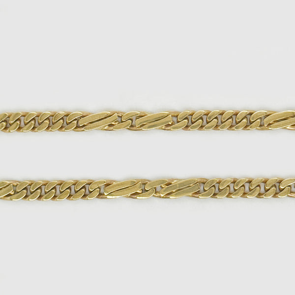 9K Yellow Gold Alternating Figaro Link Chain Necklace