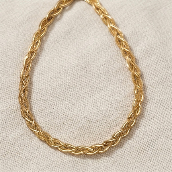 9K Yellow Gold Multi-Strand Braided Plait Chain Necklace