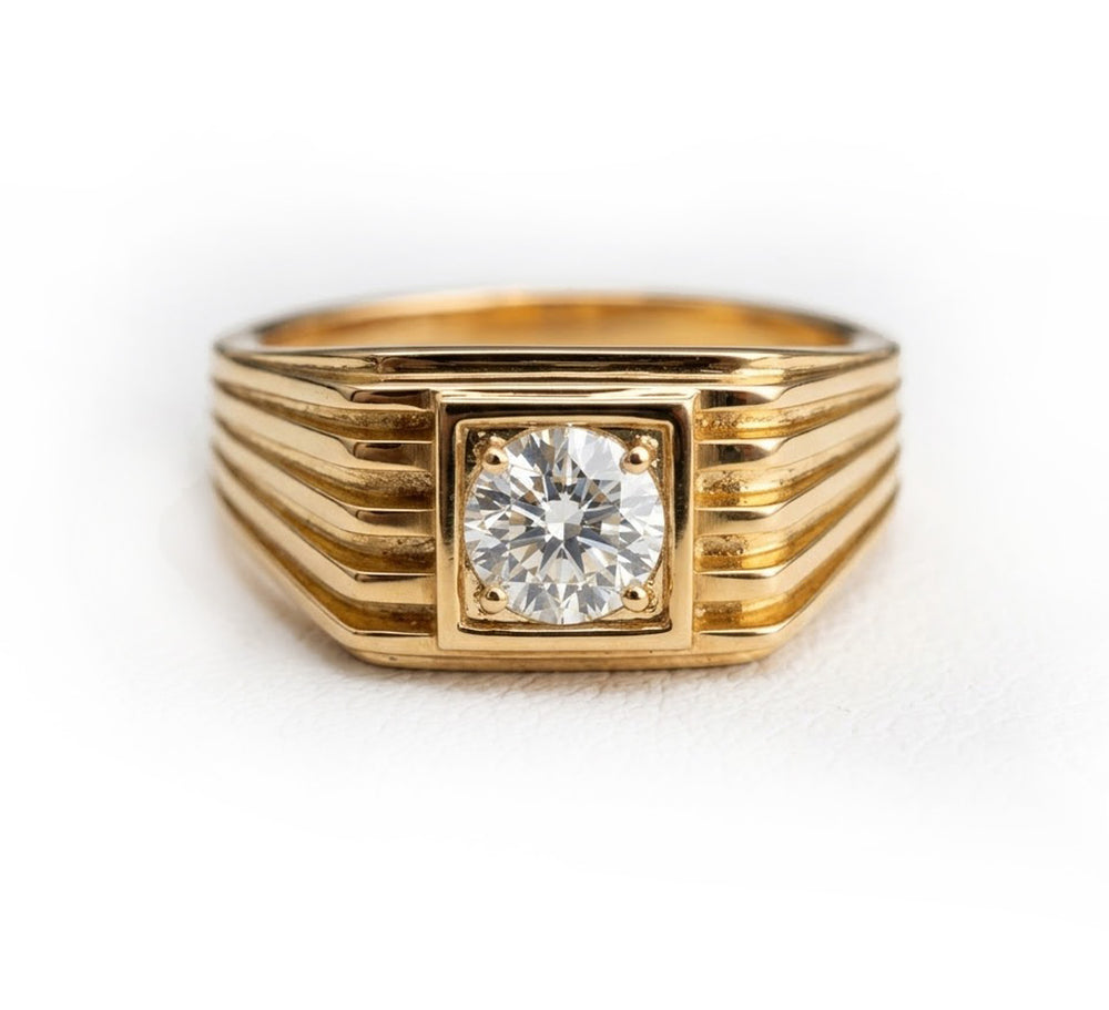Diamond gold men's ring