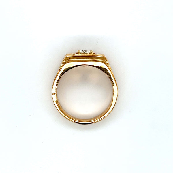 Mens 18ct Gold Diamond Signet Ring