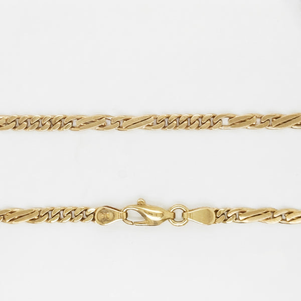 9K Yellow Gold Alternating Figaro Link Chain Necklace