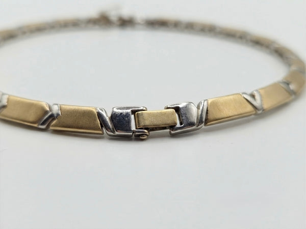 9K Two-Tone Gold Geometric Link Collar Necklace