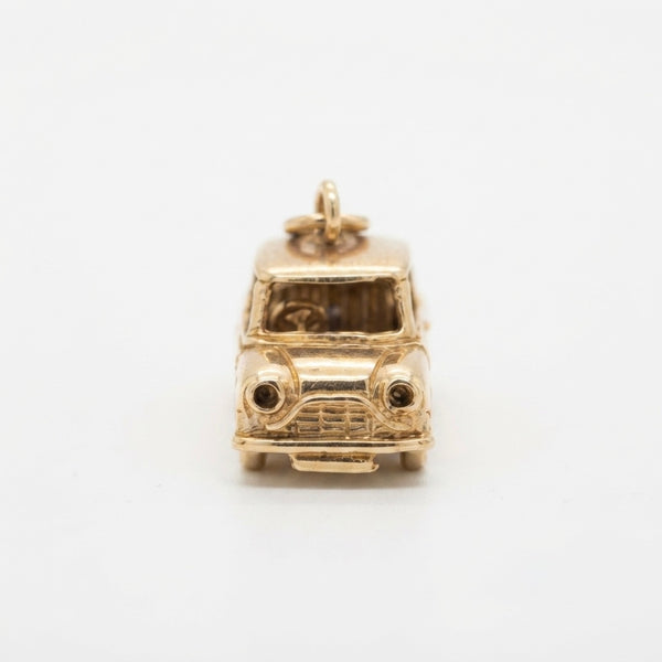 9K Yellow Gold Vintage Classic Mini Car Charm Pendant