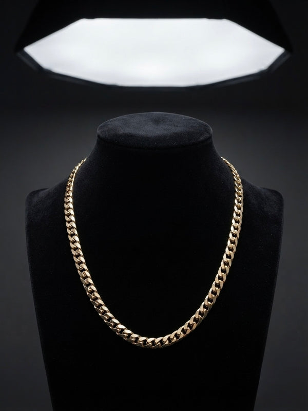 9K Yellow Gold Men's Heavy Curb Link Chain 22''