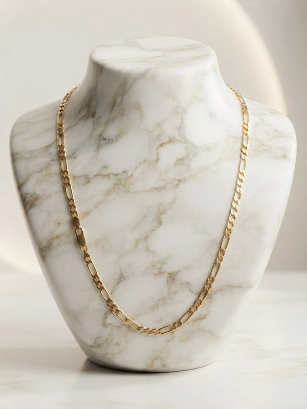 9K Yellow Gold Men's Figaro Link Chain 24.5''