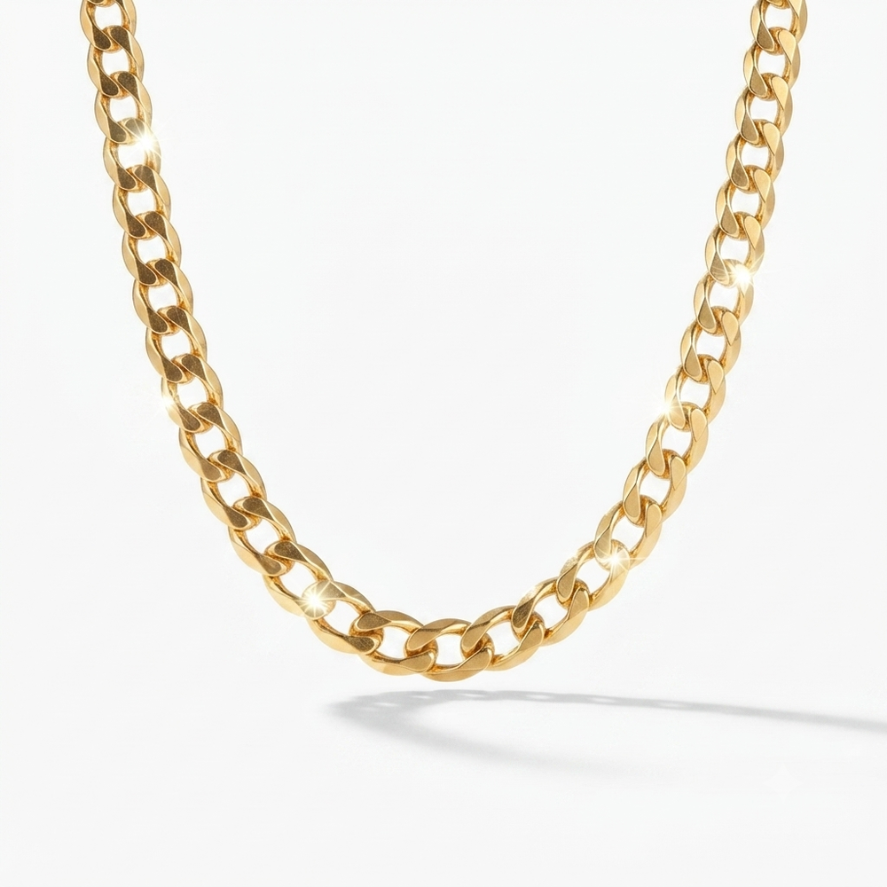 9K Yellow Gold Men's Curb Link Chain 21''