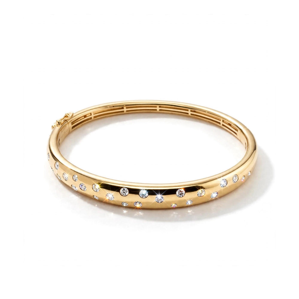 9K Yellow Gold 1.35ct Lab-Grown Diamond Scattered Bangle