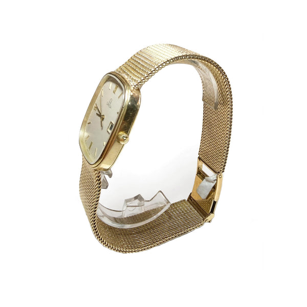 Vintage 9K Gold Omega Watch with Mesh Bracelet
