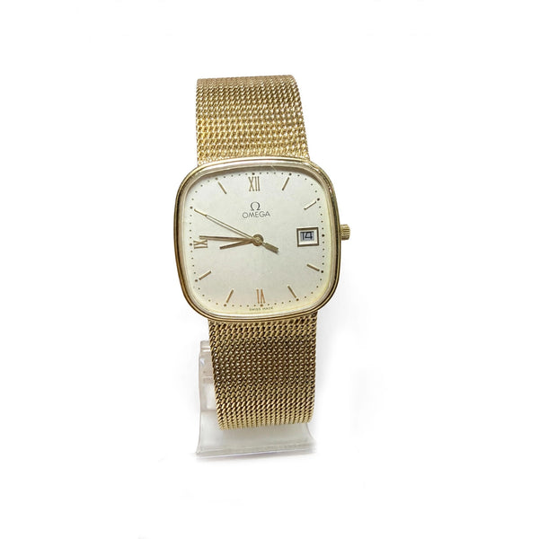 Vintage 9K Gold Omega Watch with Mesh Bracelet
