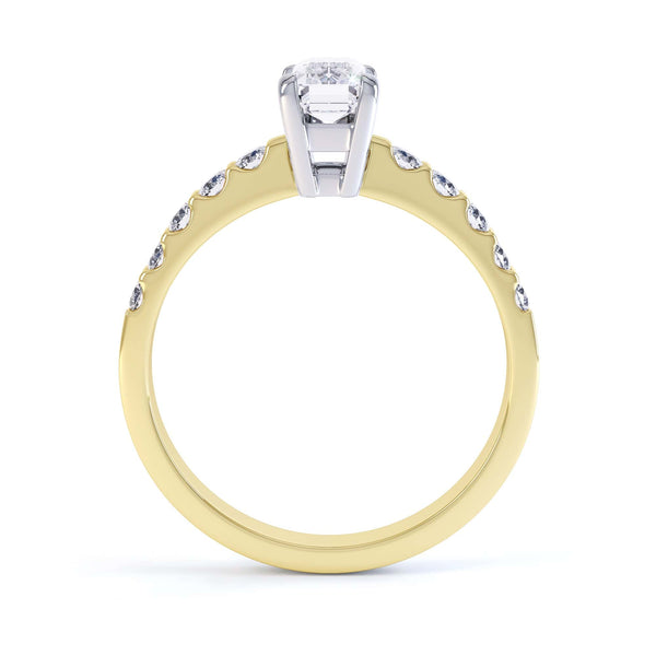 Emerald Cut Diamond Solitaire Engagement Ring With Diamond Shoulders