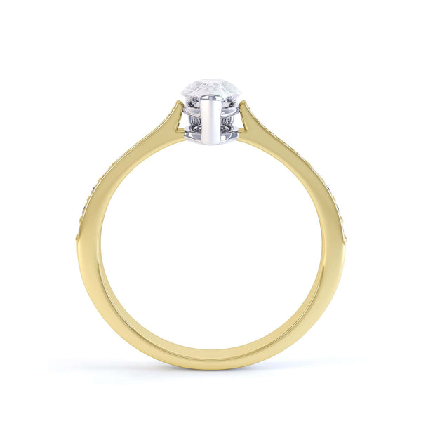 Diamond Engagement Ring with a Pear Shape diamond with shoulder set diamonds.