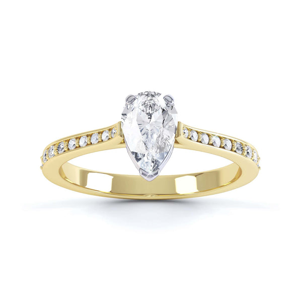 Diamond Engagement Ring with a Pear Shape diamond with shoulder set diamonds.