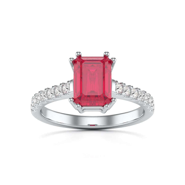 Ruby with Diamond Set Shoulders Dress Ring