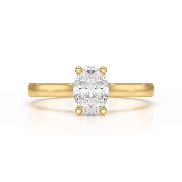 Diamond Engagement Ring- Oval 4 Claw Parallel Scollop Set Shank