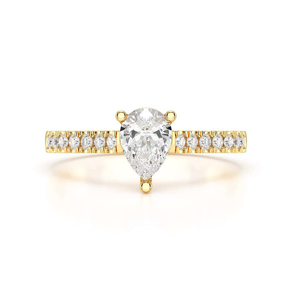 Diamond Engagement Ring- pear centre stone with Scallop Shoulder Set