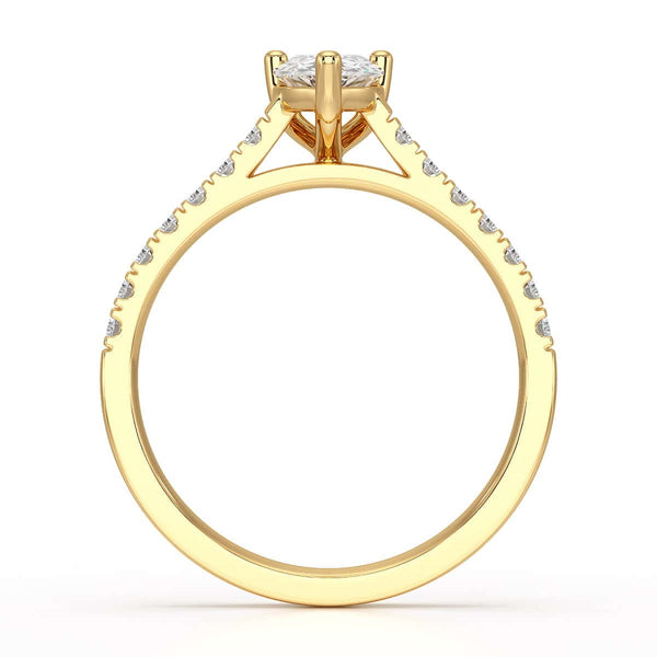 Diamond Engagement Ring- pear centre stone with Scallop Shoulder Set