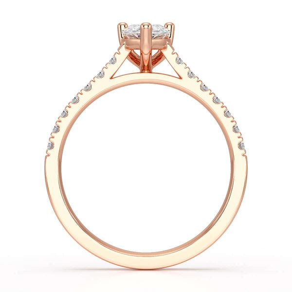 Diamond Engagement Ring- pear centre stone with Scallop Shoulder Set