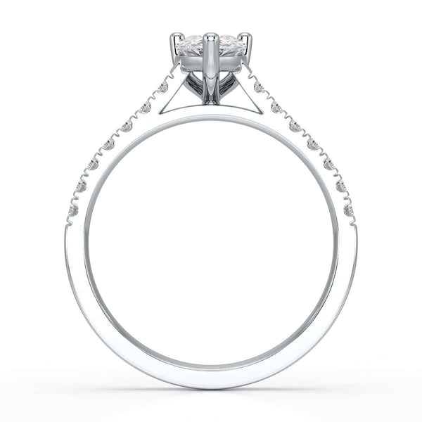 Diamond Engagement Ring- pear centre stone with Scallop Shoulder Set