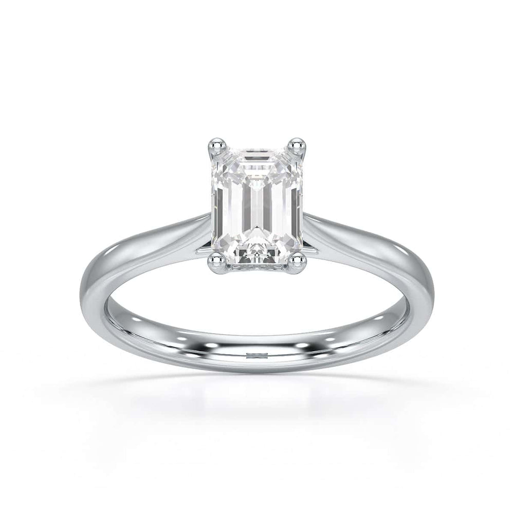 Emerald Cut Diamond Solitaire Engagement Ring with Tapered Shank
