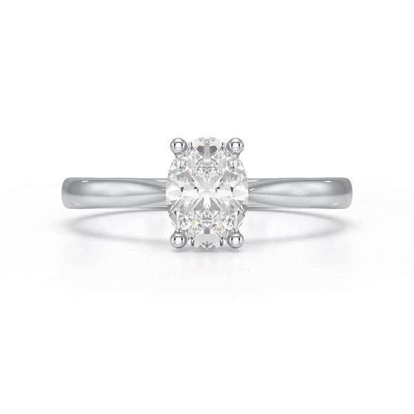 Diamond Engagement Ring- Oval 4 Claw Knife Edge Shoulders