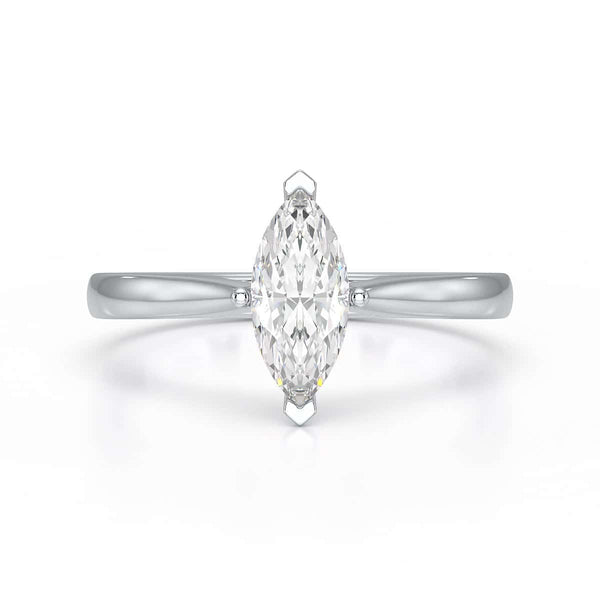 Diamond Engagement Ring- Marquise V Claw Tapered Shoulders