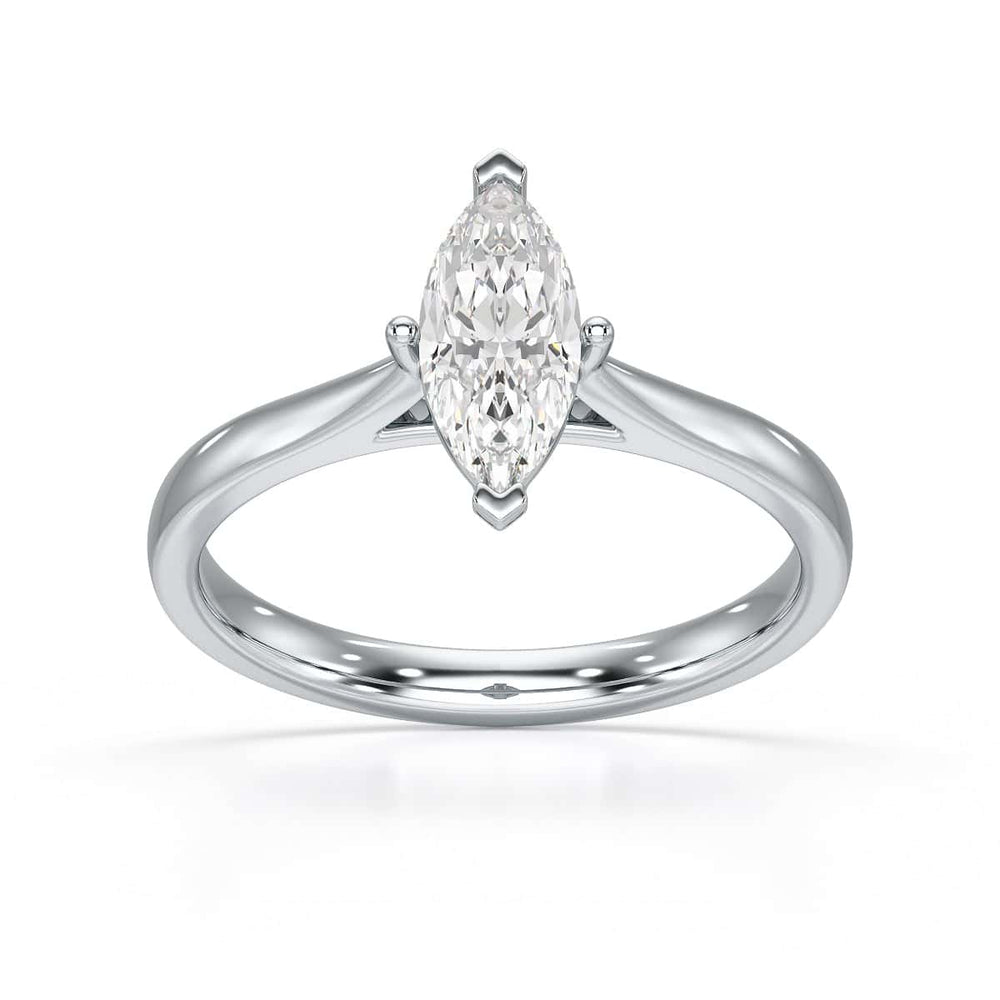 Diamond Engagement Ring- Marquise V Claw Tapered Shoulders