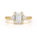 Emerald Trilogy Ring with Trillion side stone Engagement Ring
