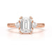 Emerald Trilogy Ring with Trillion side stone Engagement Ring