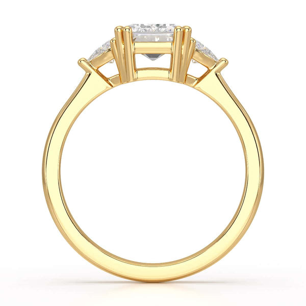 Emerald Trilogy Ring with Trillion side stone Engagement Ring