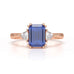 Blue Sapphire Trilogy Ring with Trillion side stone Dress Ring