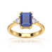 Blue Sapphire Trilogy Ring with Trillion side stone Dress Ring