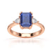 Blue Sapphire Trilogy Ring with Trillion side stone Dress Ring