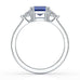 Blue Sapphire Trilogy Ring with Trillion side stone Dress Ring