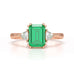 Emerald Trilogy Ring with Trillion side stone Dress Ring
