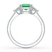 Emerald Trilogy Ring with Trillion side stone Dress Ring
