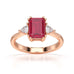 Ruby Trilogy Ring with Trillion side stone Dress Ring
