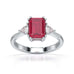 Ruby Trilogy Ring with Trillion side stone Dress Ring