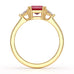 Ruby Trilogy Ring with Trillion side stone Dress Ring