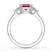 Ruby Trilogy Ring with Trillion side stone Dress Ring