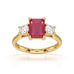 Ruby trilogy with round side stone Dress ring